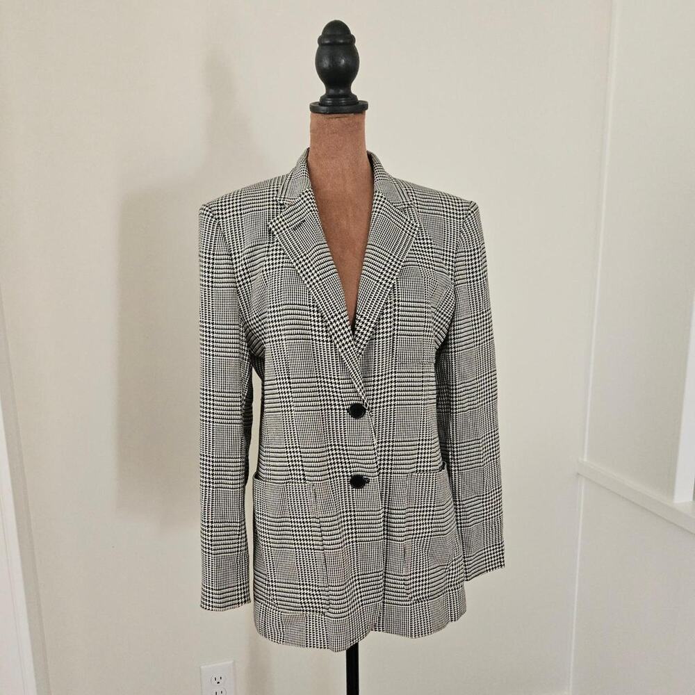 Vintage Lauren Ralph Lauren USA Houndstooth Blazer Size 6 Preppy Corporate Chic